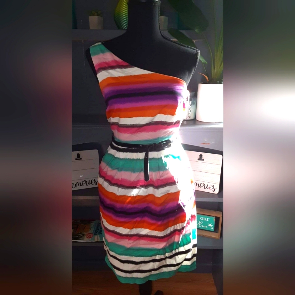 Bright Stripes one shoulder dress